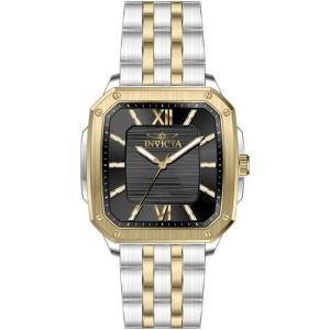 Invicta Cuadro Men 39mm Stainless Steel Gold + Steel Black dial PC21 Quartz