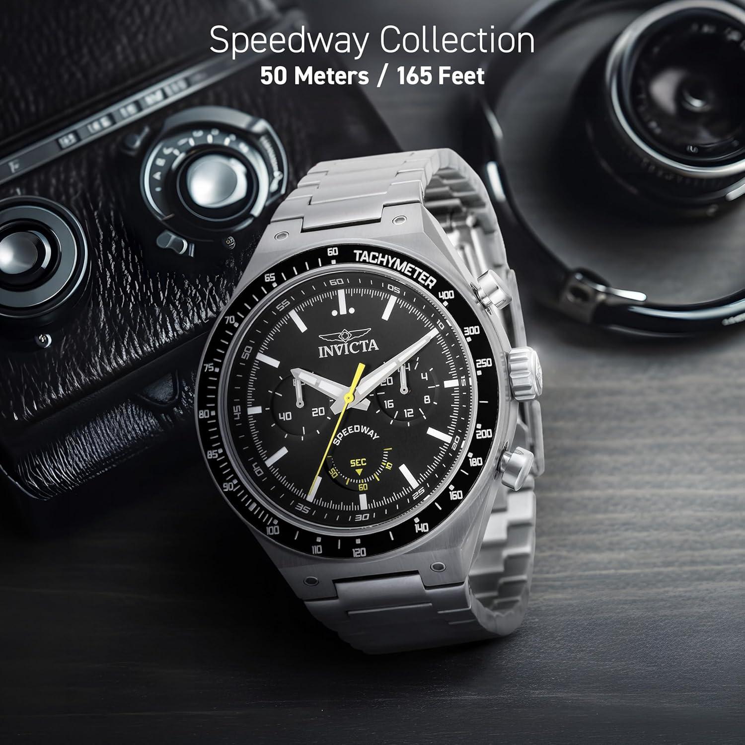 image:imageInvicta Speedway Gearshift Mens Watch 44mm Steel amp Black 49376