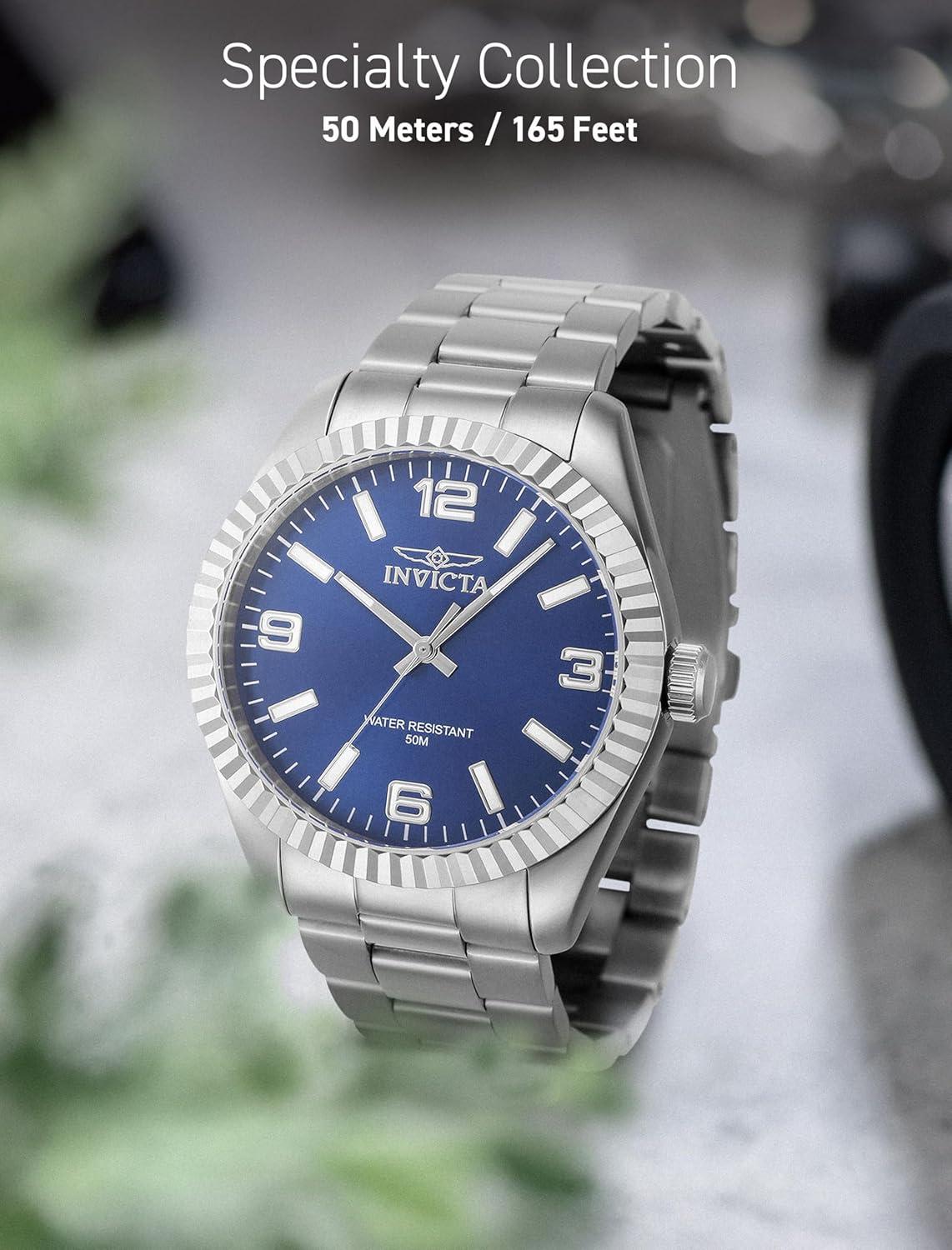 image:imageInvicta Specialty Men 43mm Stainless Steel Steel Blue dial PC21 Quartz