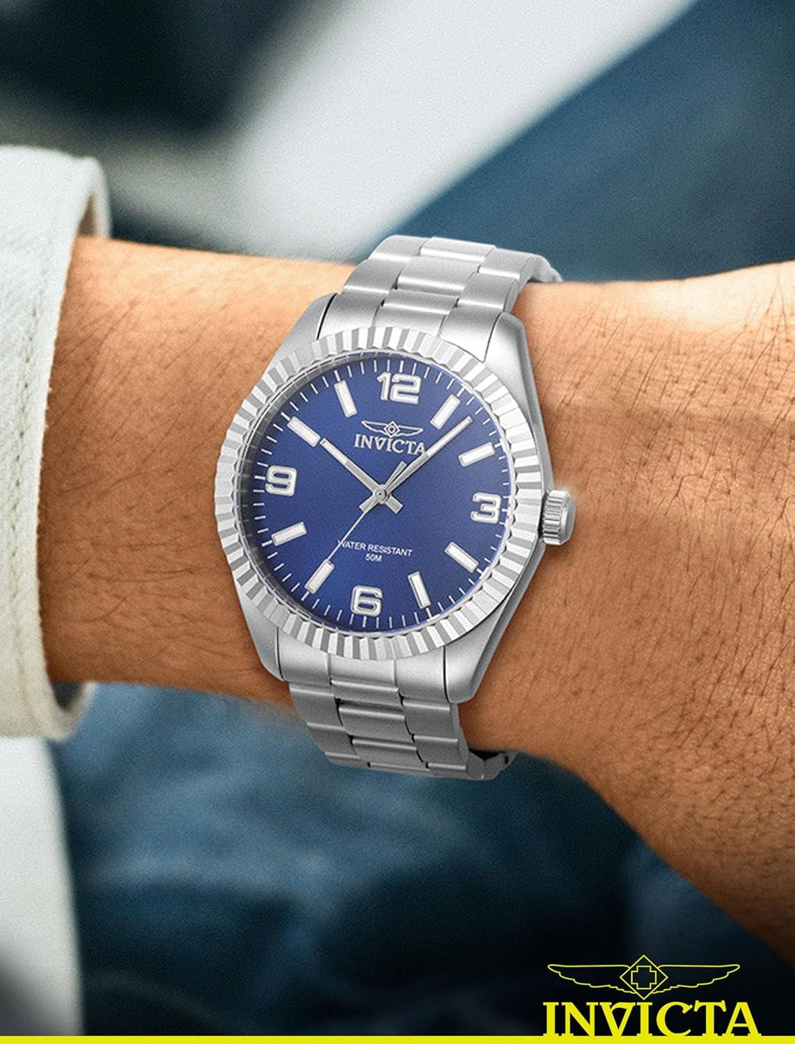 image:imageInvicta Specialty Men 43mm Stainless Steel Steel Blue dial PC21 Quartz