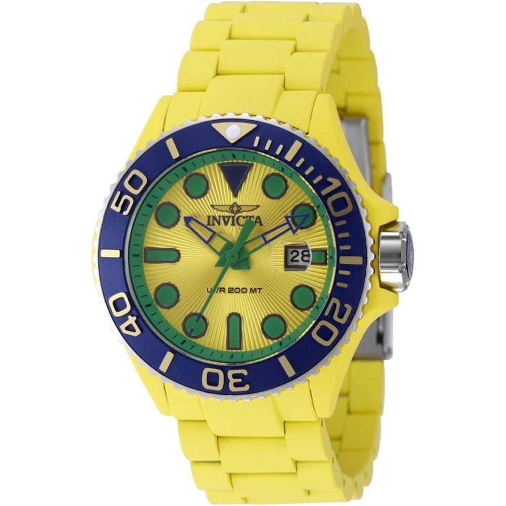image:imageInvicta Grand Diver Men 4600mm Stainless Steel  Aluminum Blue  Yellow  Silver  AquaPlating  Steel YellowGreen dial PC32 Quartz