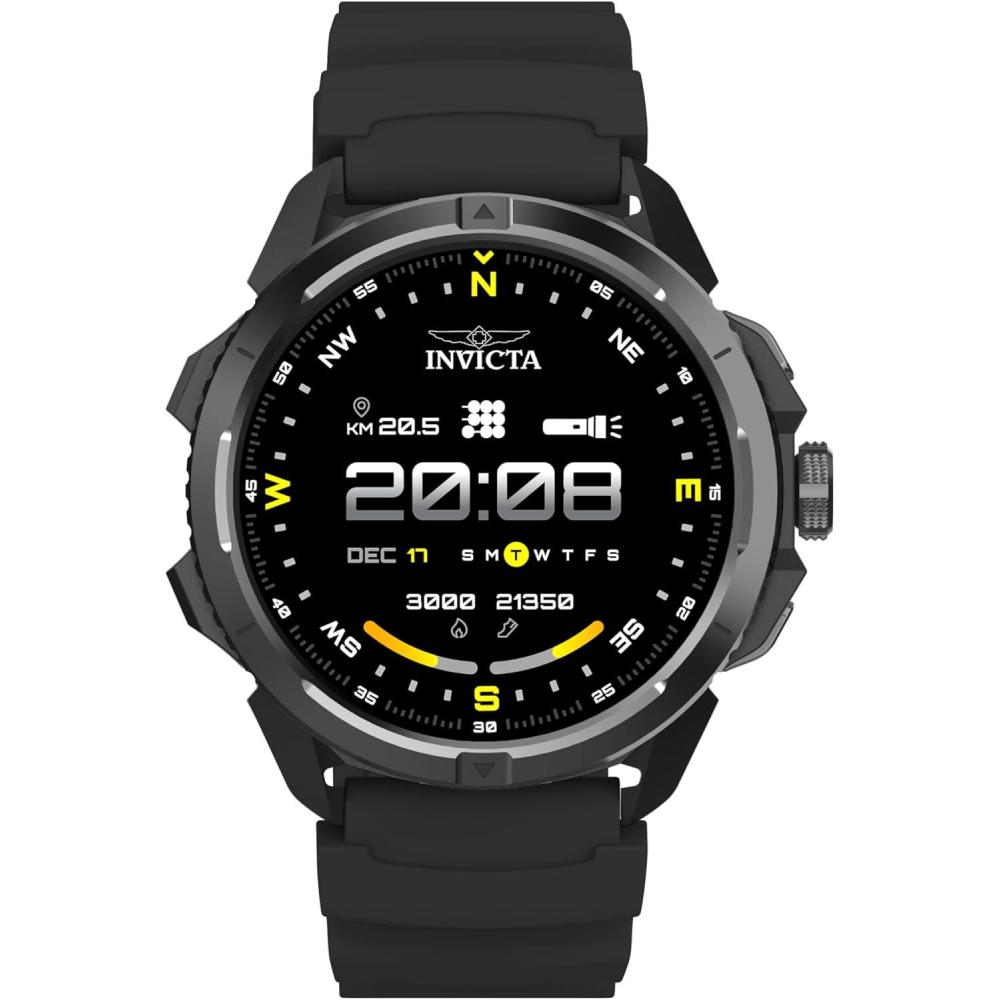 image:imageInvicta ITech009 Digital Smartwatch 148 Display Silicone Strap Swim Tracking HR Bluetooth Black Band and Case Unisex