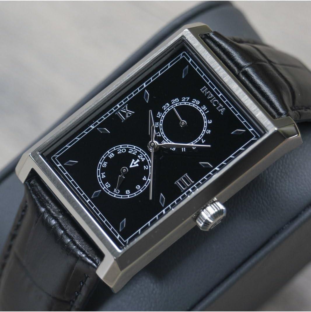 image:imageInvicta Mens Vintage 30mm Leather Quartz Watch Black Model 46857