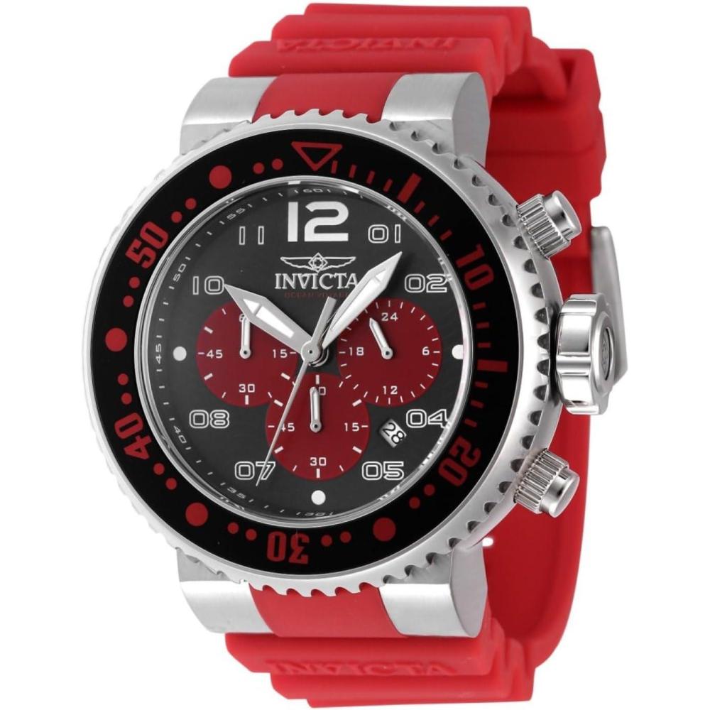 image:imageInvicta Pro Diver Men 52mm Stainless Steel Aluminum Black Red Steel BlackRed dial VD53 Quartz