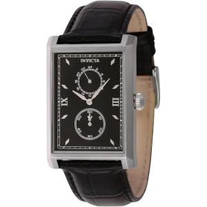 Invicta Men’s Vintage 30mm Leather Quartz Watch, Black (Model: 46857)