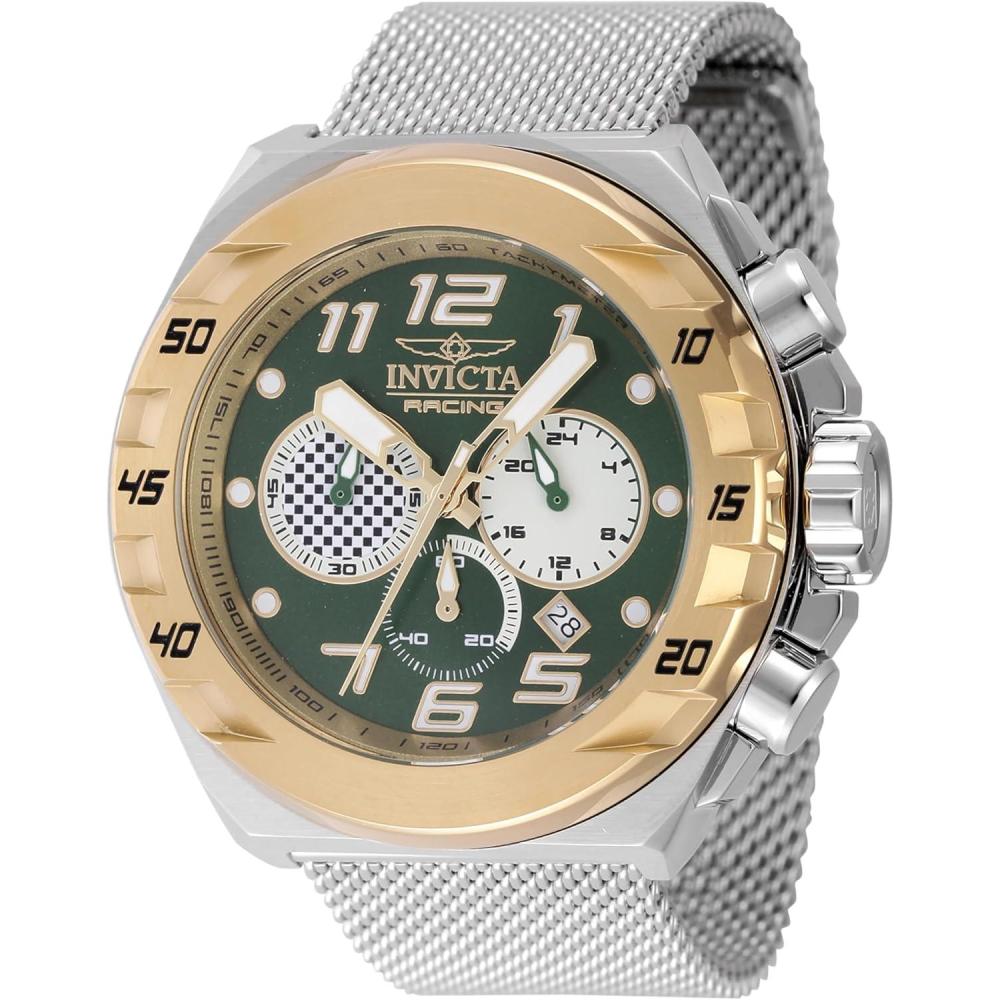 image:imageInvicta Racing Men 480mm Stainless Steel Gold Steel WhiteGoldGreenIvory dial VD53 Quartz