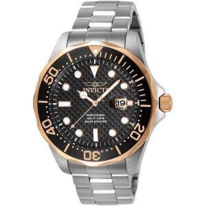 Invicta Men’s 12567 Pro Diver Black Carbon Fiber Dial Stainless Steel Watch