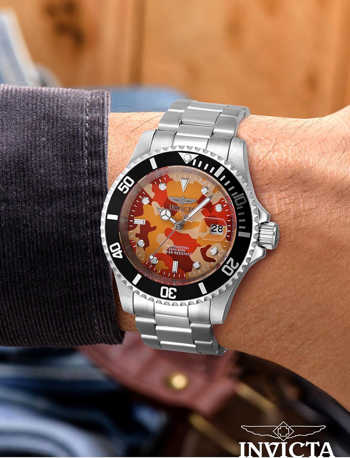 image:imageInvicta Pro Diver Men 40mm Stainless Steel Steel OrangeCamouflage dial PC32 Quartz