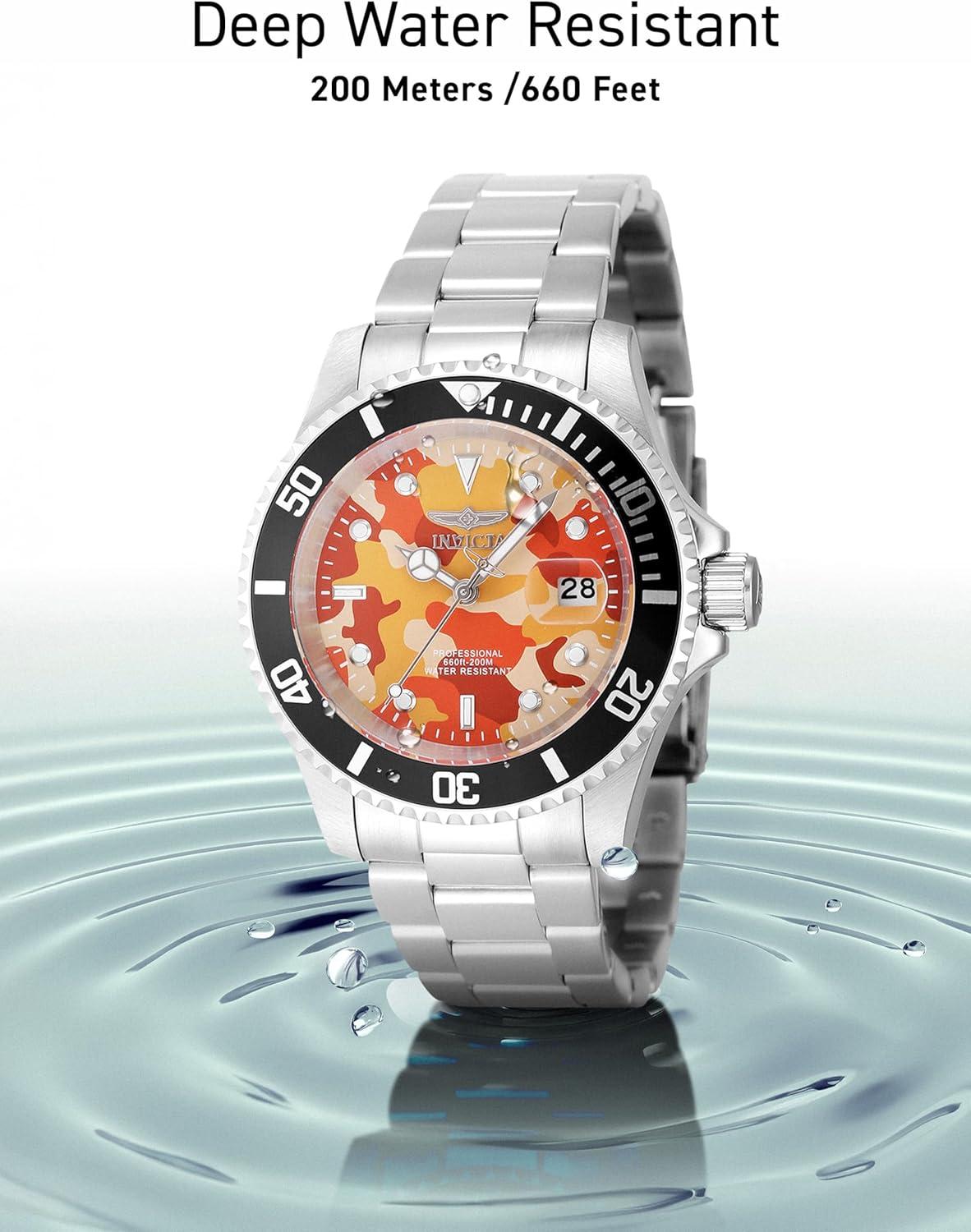 image:imageInvicta Pro Diver Men 40mm Stainless Steel Steel OrangeCamouflage dial PC32 Quartz