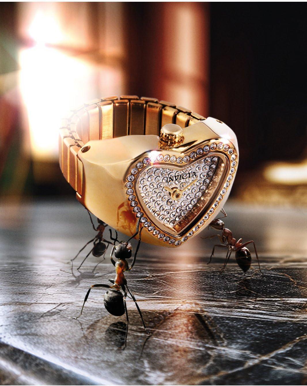 image:imageInvicta Mini Ring Watch Lady 185mm Stainless Steel Gold WhiteSilver dial VC00 Quartz