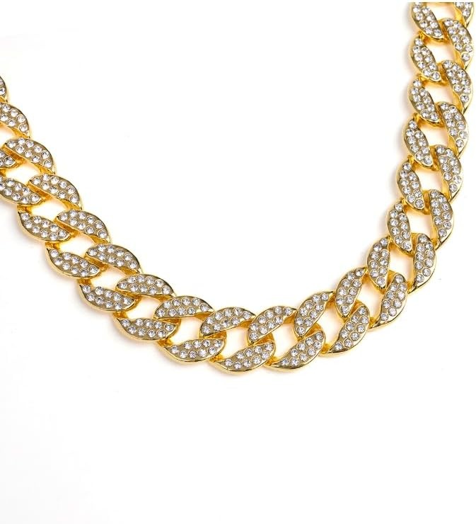 image:imageInvicta 80834 Element Gold Tone Stainless Steel Iced Out Cuban Chain Mens Necklace