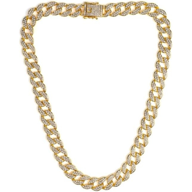 image:imageInvicta 80834 Element Gold Tone Stainless Steel Iced Out Cuban Chain Mens Necklace