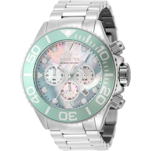 image:imageInvicta Ocean Voyage Men 5200mm Stainless Steel Aluminum Silver Steel Turquoise WhiteTurquoise dial VD57 Quartz